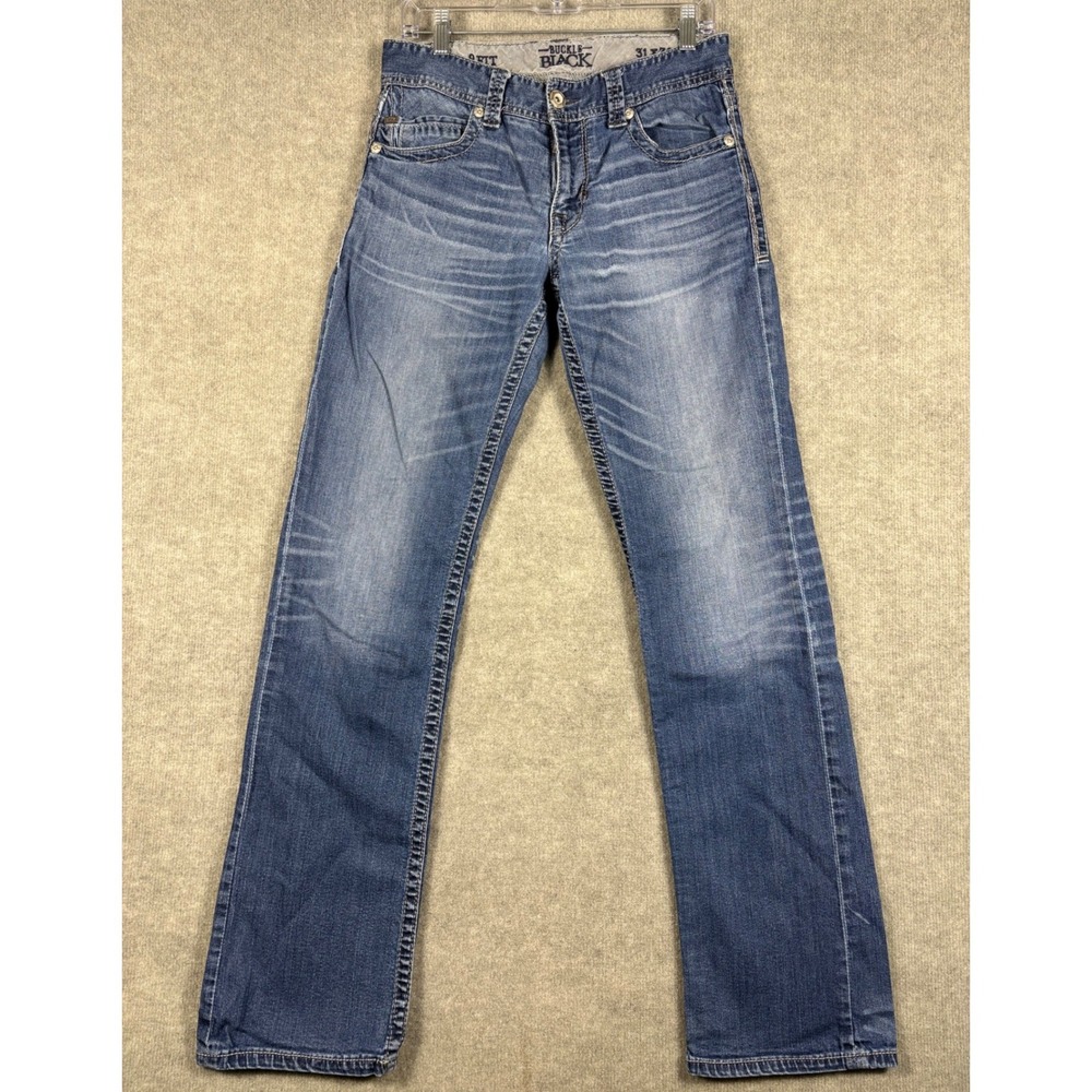 Buckle Black 9 Fit Jeans Straight Leg Embroidered Blue 31x35
